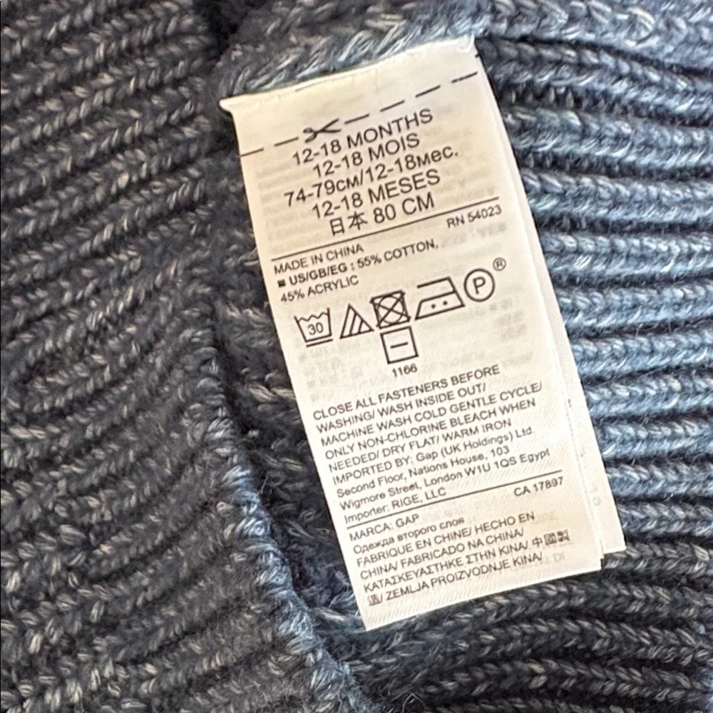 GAP Kids Blue Knit Zip Sweater Cardigan